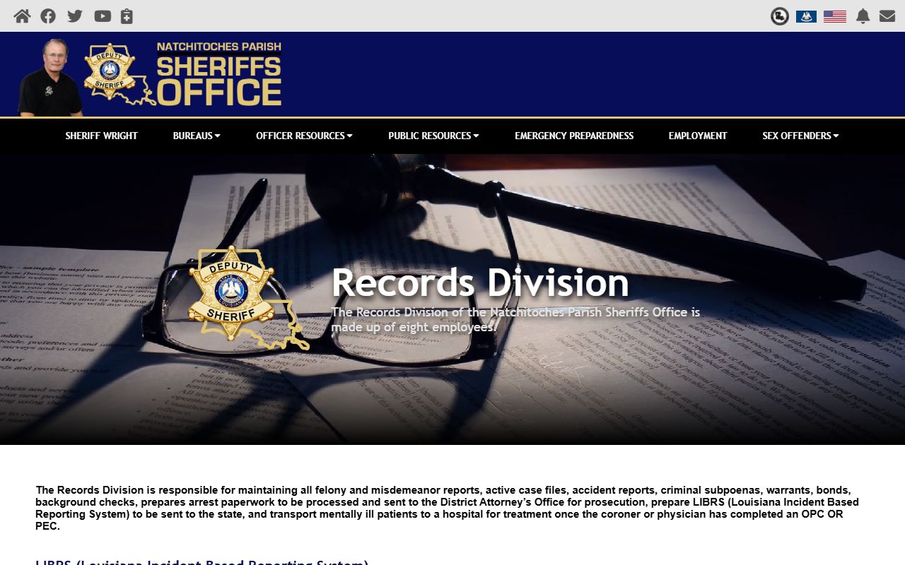 Natchitoches Parish arrest records sheriff Records Division page