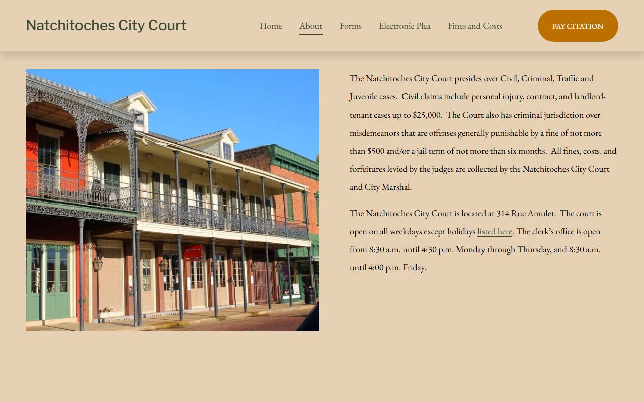 Natchitoches Parish court dockets City Court jurisdiction page