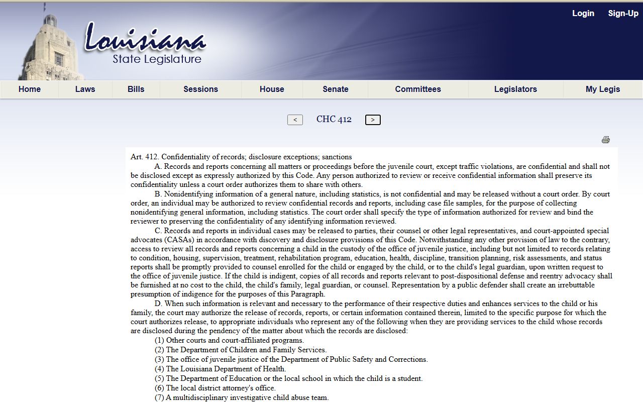 Natchitoches Parish criminal court records juvenile confidentiality statute