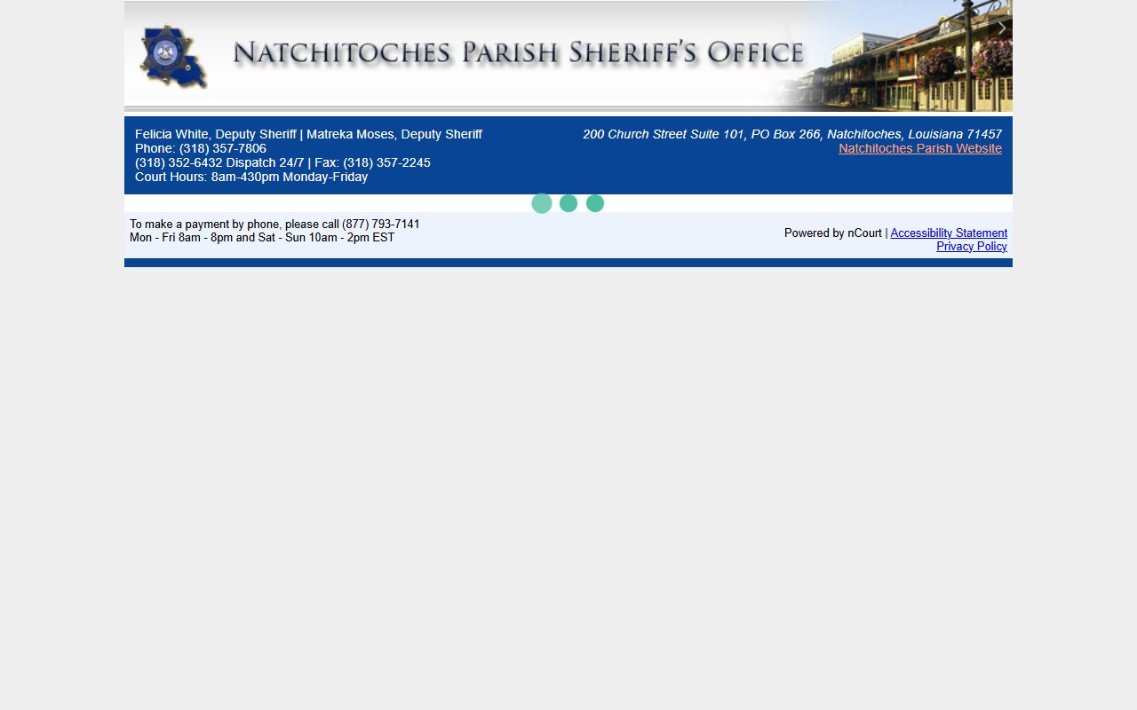Natchitoches Parish warrant records sheriff ticket payment portal